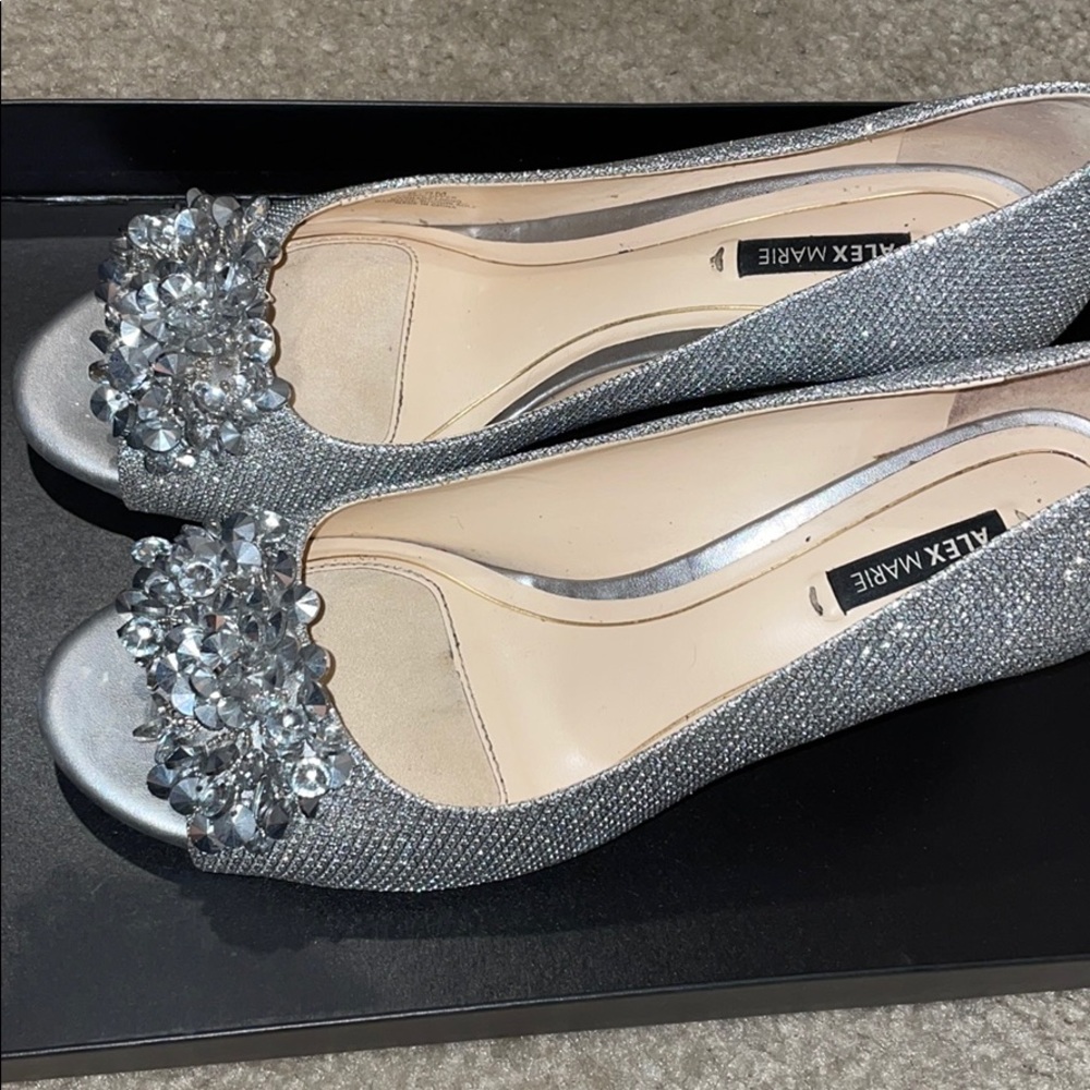 Silver wedges heels